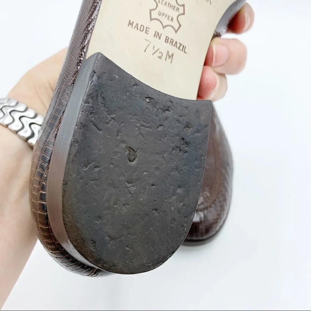 Jones New York‎ Brown Snake Embossed Leather Loafers Sz 7.5